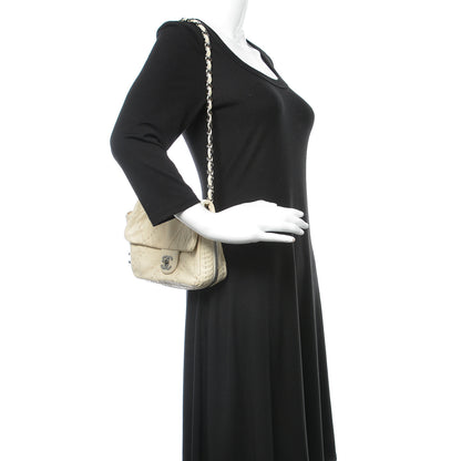 Chanel Calfskin Stitched Expandable Flap White 3 of 12