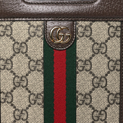 Gucci GG Supreme Monogram Textured Dollar Calfskin Web Mini Ophidia Top Slip Handle Crossbody Bag Beige Ebony New Acero 9 of 9