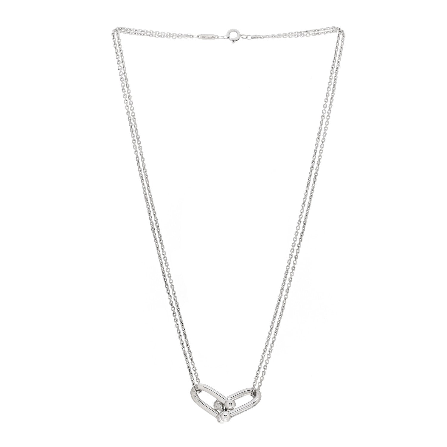 Tiffany Sterling Silver Double HardWear Link Pendant Necklace 3 of 4
