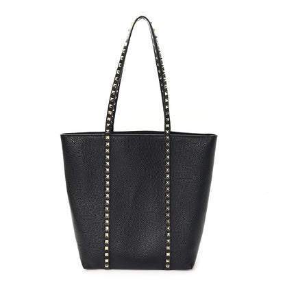 Valentino Garavani Grained Calfskin North South Rockstud Tote Black 1 of 10