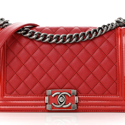 Chanel Goatskin Quilted Patent Medium Duo Boy Flap Red 8 of 14