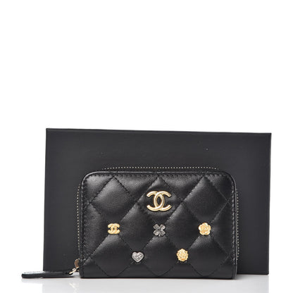 Chanel Lambskin Lucky Charms Zip Coin Purse Black 8 of 8
