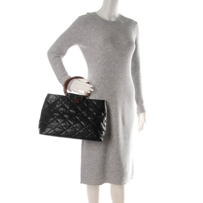 Chanel Caviar CC Wood Handle Tote Black 2 of 9