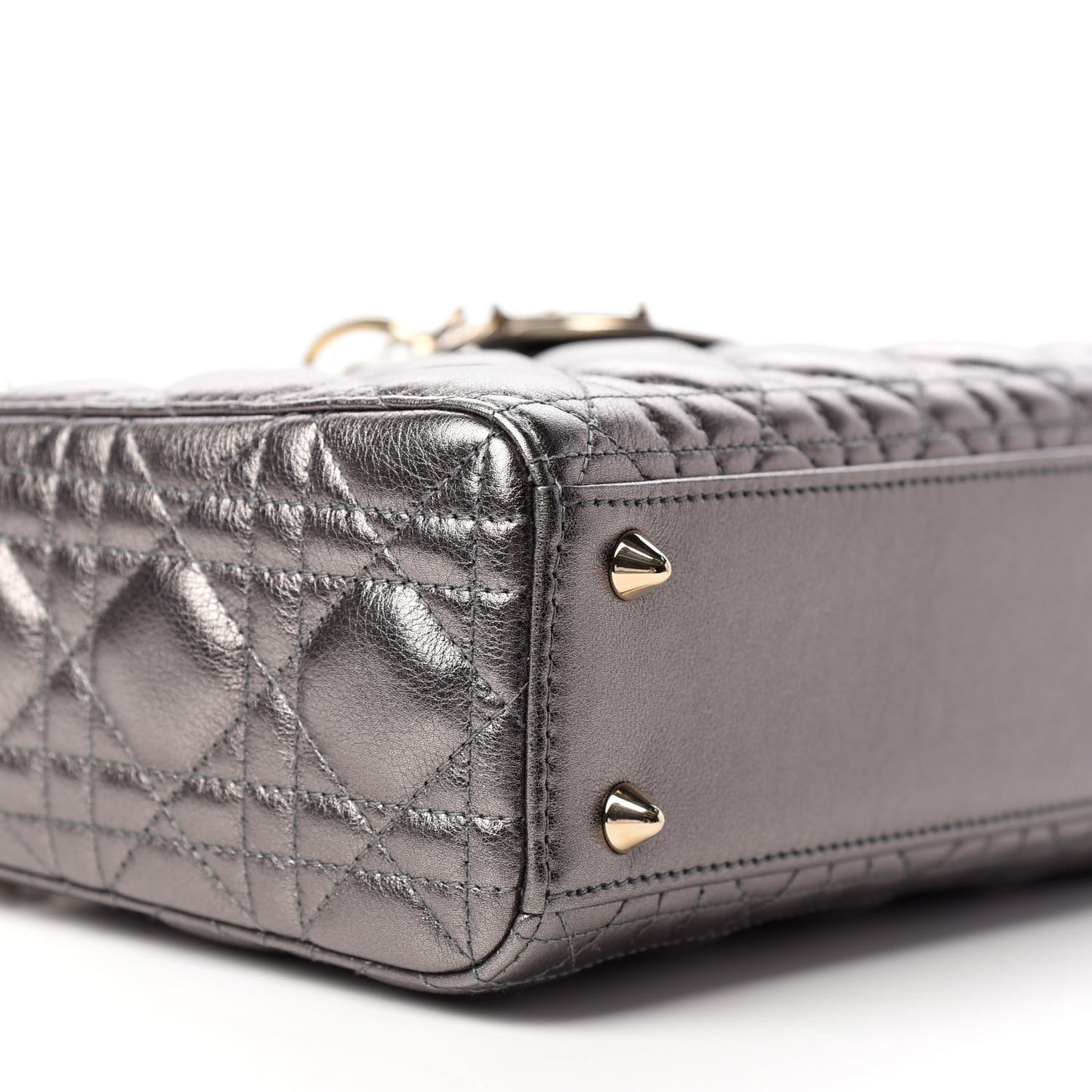 Metallic Grained Calfskin Cannage My ABCDior Lady Dior Gunmetal