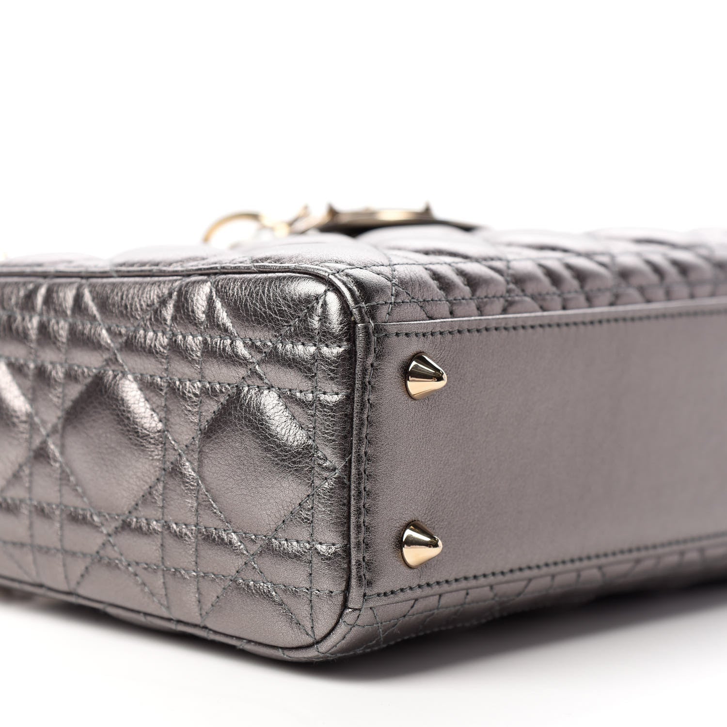 Christian Dior Metallic Grained Calfskin Cannage My ABCDior Lady Dior Gunmetal 7 of 9