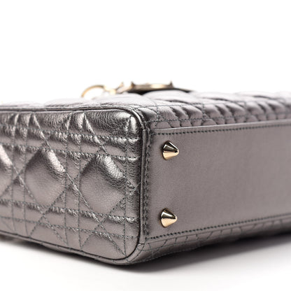 Christian Dior Metallic Grained Calfskin Cannage My ABCDior Lady Dior Gunmetal 7 of 9