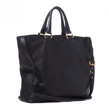 Prada Vitello Daino Tote Black 2 of 8