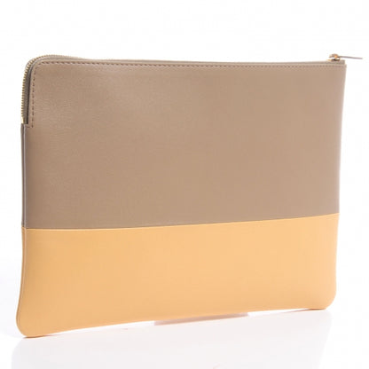Celine Lambskin Bi-Color Solo Clutch Pouch Beige Butter 3 of 8