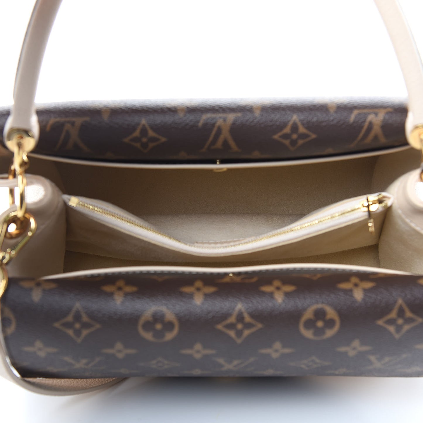 Grained Calfskin Monogram Double V Creme