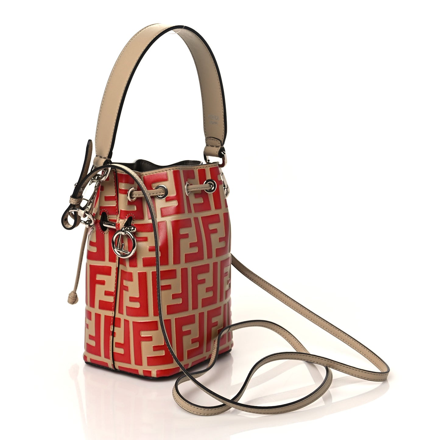 Vitello Liberty F is Fendi FF Embossed Mini Mon Tresor Bucket Bag Amido Fiamma