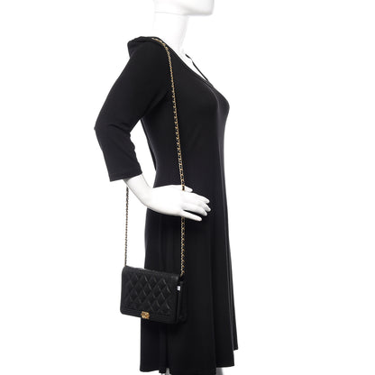 Chanel Caviar Quilted Boy Wallet On Chain WOC Black 2 of 12