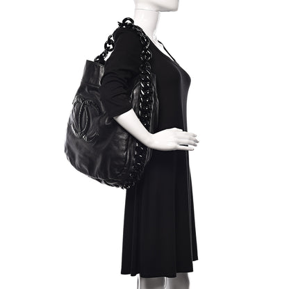 Chanel Calfskin Modern Chain Rhodoid Hobo Black 2 of 10