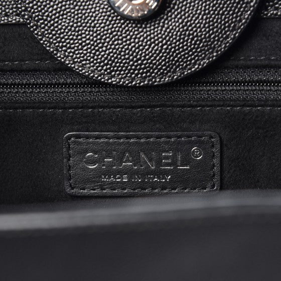 Caviar Small Studded Deauville Tote Black