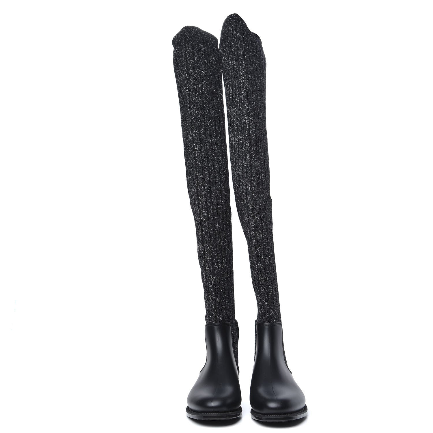 Givenchy Knit Rubber Storm Over The Knee Boots 40 Black Grey 2 of 6