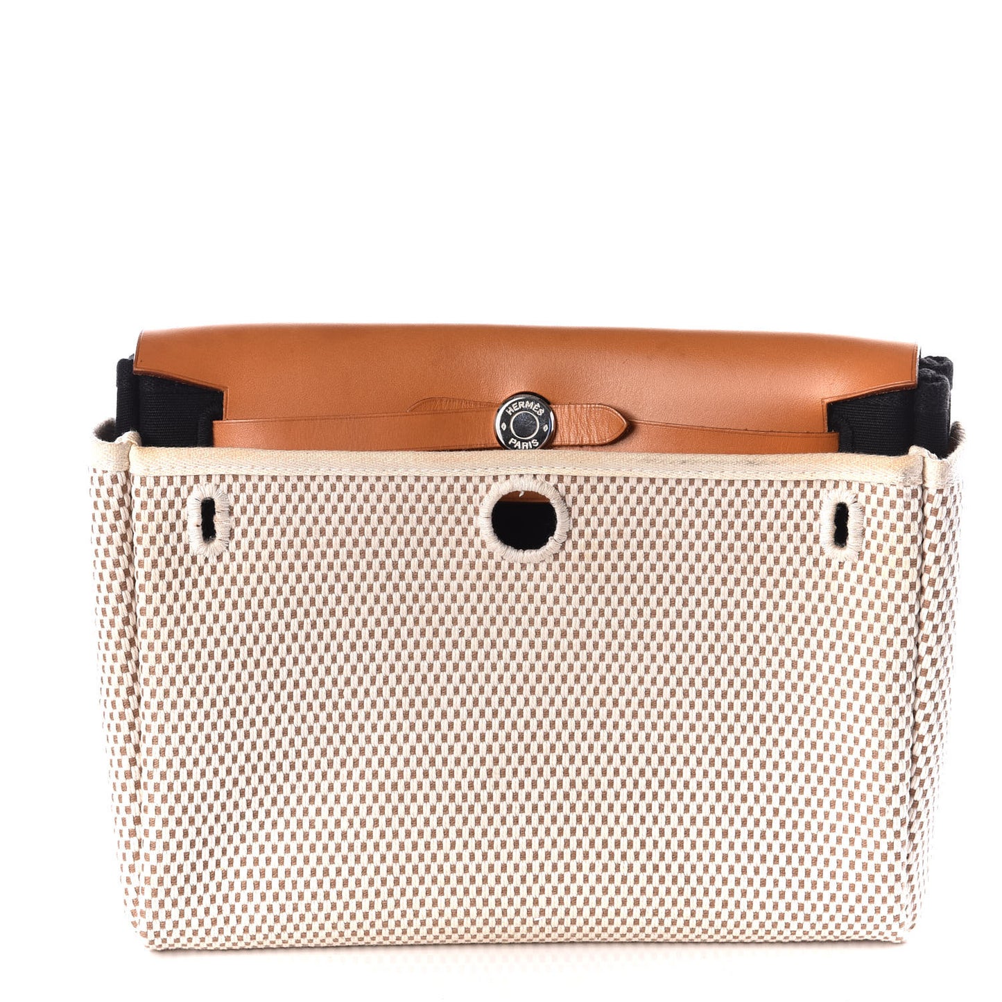 Toile Vache Calfskin Herbag Clutch Natural Black