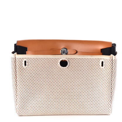 Hermes Toile Vache Calfskin Herbag Clutch Natural Black 9 of 10