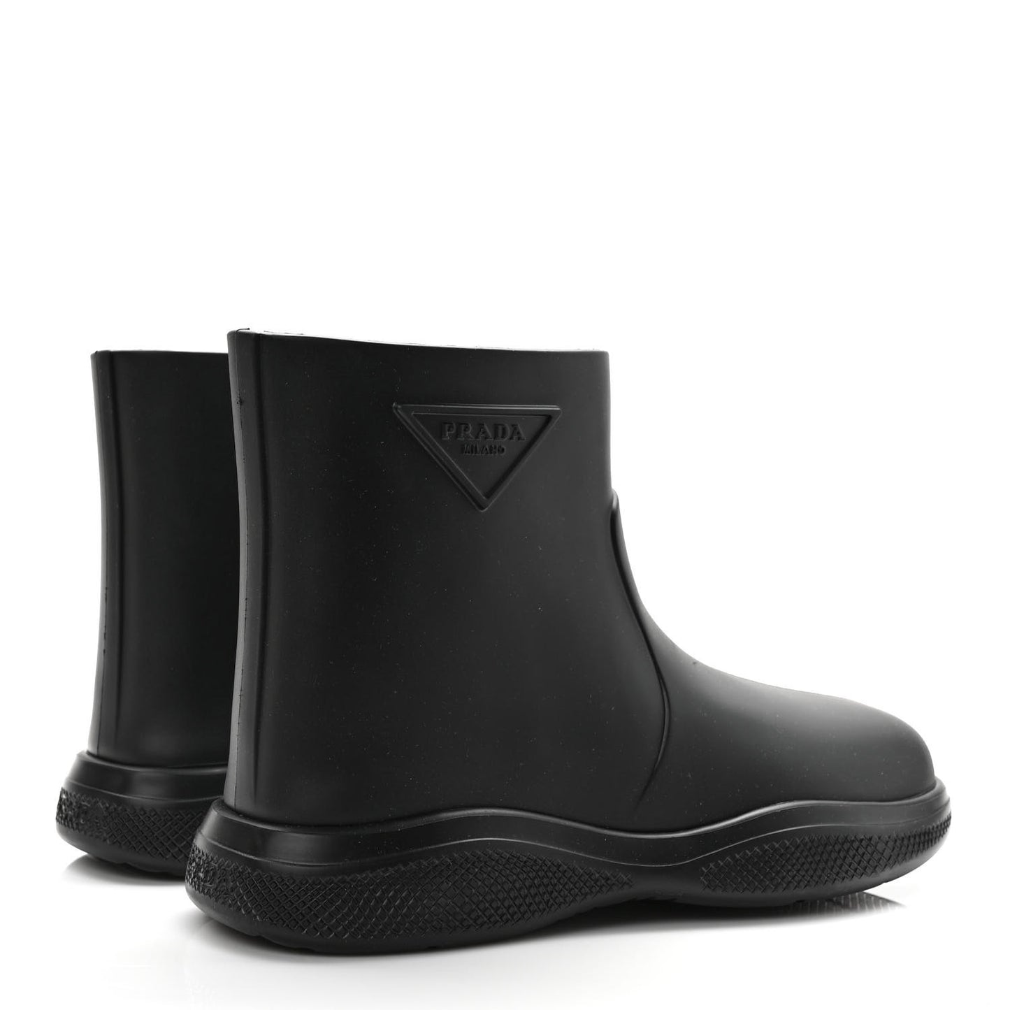 Soft Mellow Rubber Triangle Logo Embossed Womens 25mm Booties 41 Black