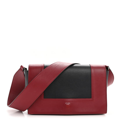 Celine Shiny Smooth Calfskin Medium Frame Shoulder Bag Red Navy 1 of 13