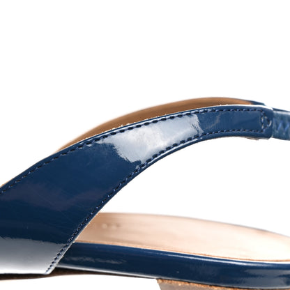 Hermes Patent Ottomane Slingback Sandals 37 Blue 12 of 13