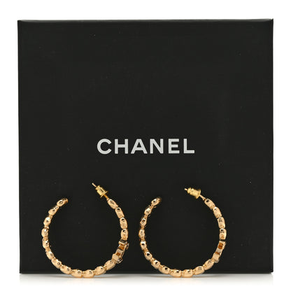 Chanel Crystal Heart CC Hoop Earrings Gold 5 of 5