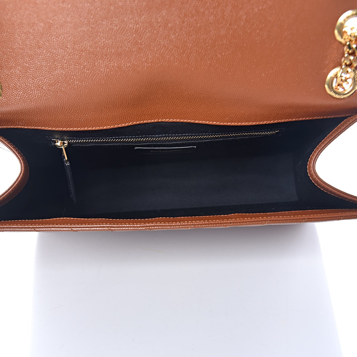 Grain De Poudre Matelasse Chevron Large Monogram Satchel Tan