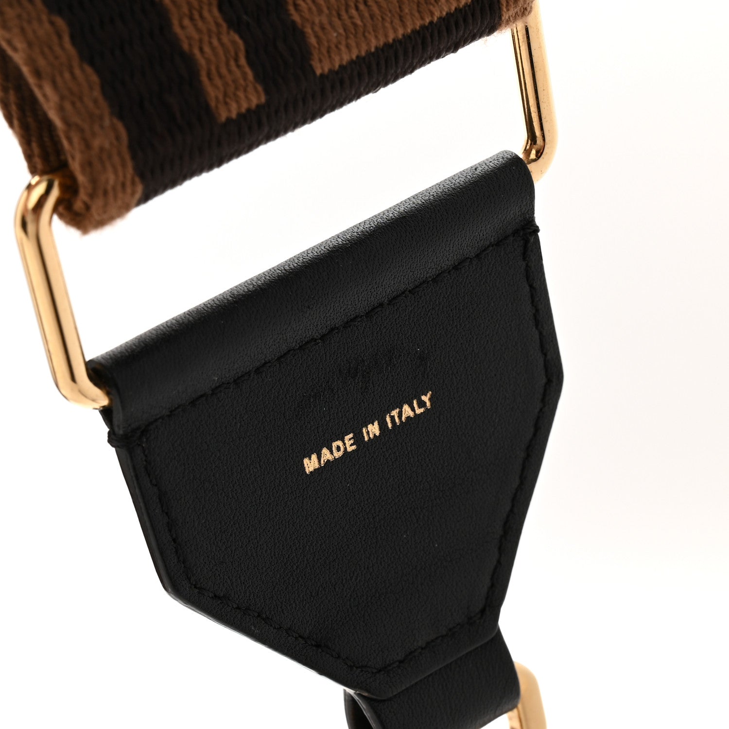 Fendi Ribbon Vitello Century FF 1974 Flat Studded Strap You Fango Marrone Ebano 5 of 6