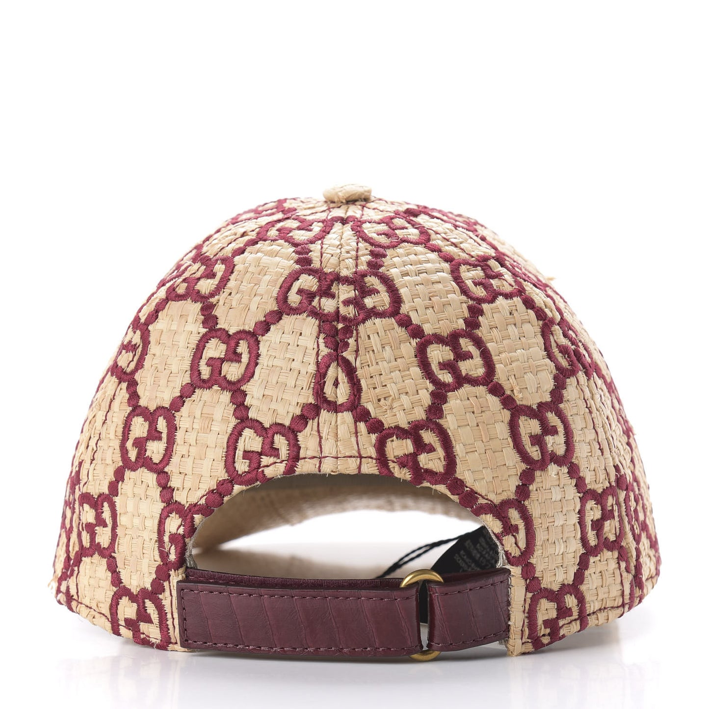 Raffia GG Monogram Elaphe Embroidered Aisha Baseball Hat L Ivory Bordeaux