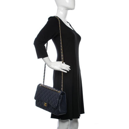 Chanel Caviar Quilted Jumbo Double Flap Navy 2 of 10