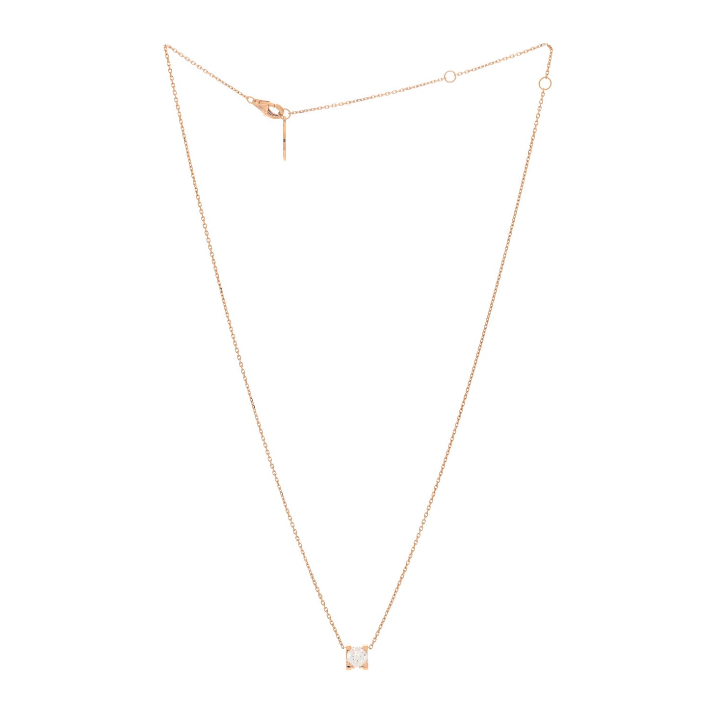 18K Pink Gold Diamond .52ct C De Cartier Pendant Necklace