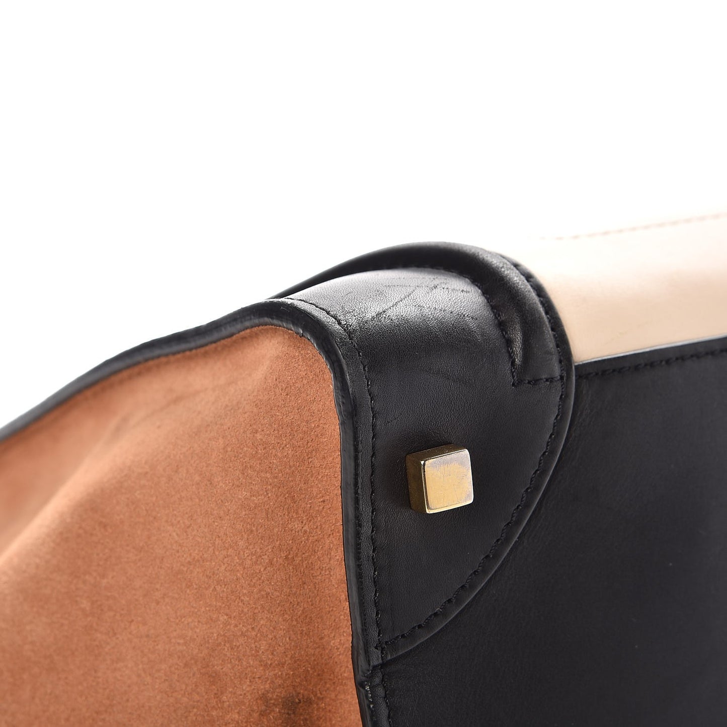 Satin Calfskin Suede Mini Tri-Color Luggage Seashell