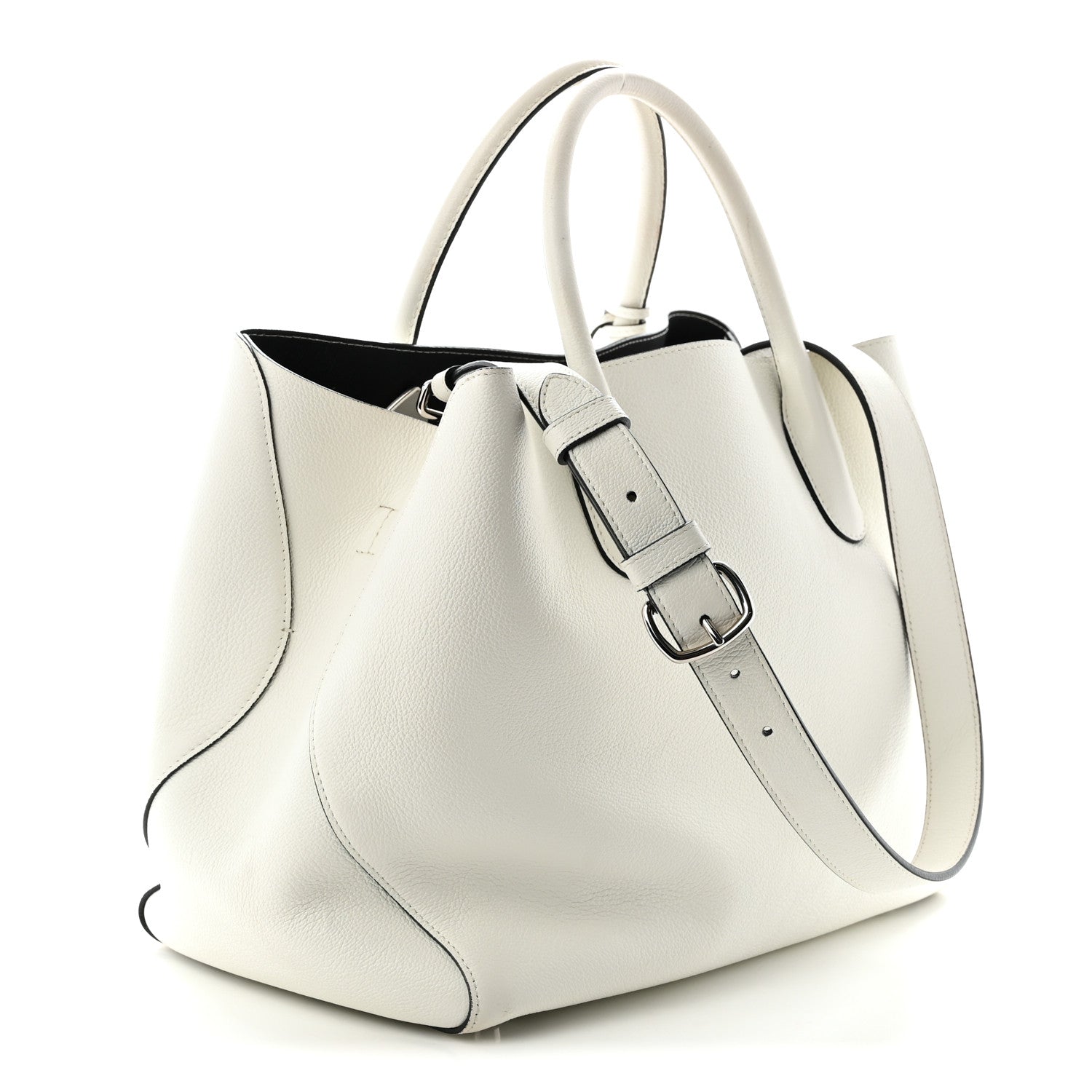 Christian Dior Supple Grained Calfskin Large Open Bar Tote White 3 of 13