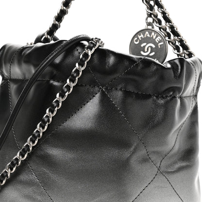 Chanel Metallic Shaded Calfskin Quilted Mini Chanel 22 Black Silver 8 of 11