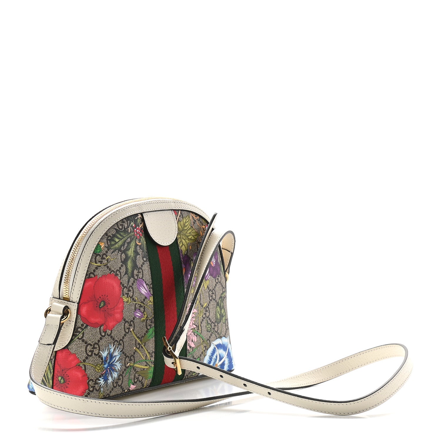 Gucci GG Supreme Monogram Flora Web GG Small Ophidia Dome Shoulder Bag White 3 of 9