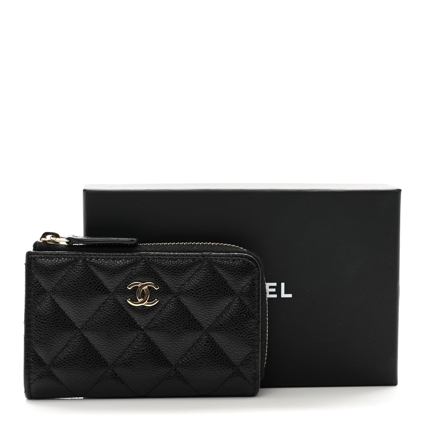 Caviar Quilted Zipped Key Holder Case Black