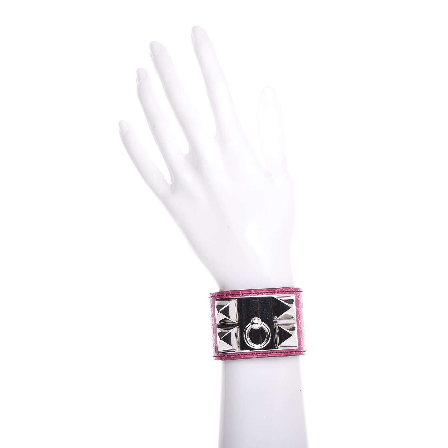 Hermes Shiny Alligator Collier De Chien CDC Bracelet S Fuchsia 2 of 8