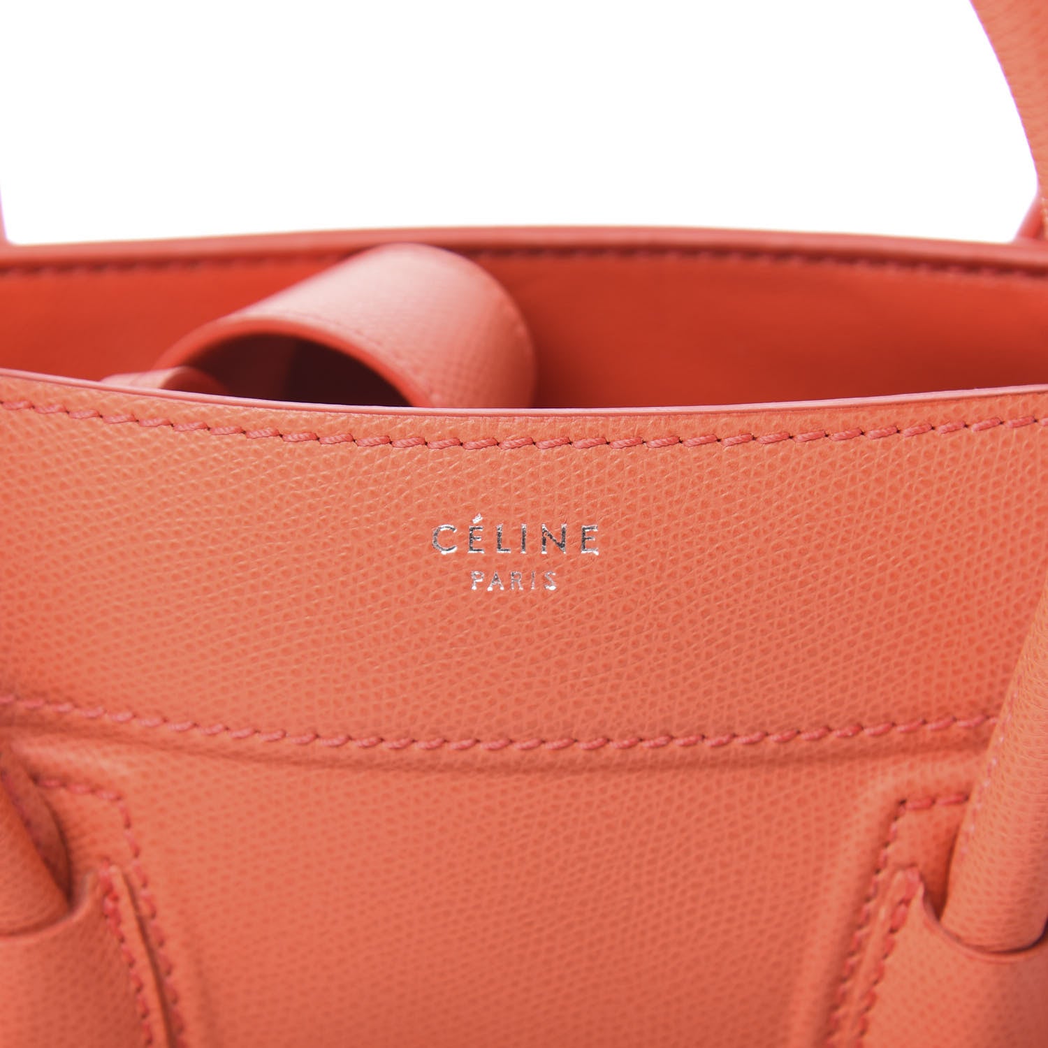 Celine Grained Calfskin Medium Phantom Luggage Coral 7 of 10