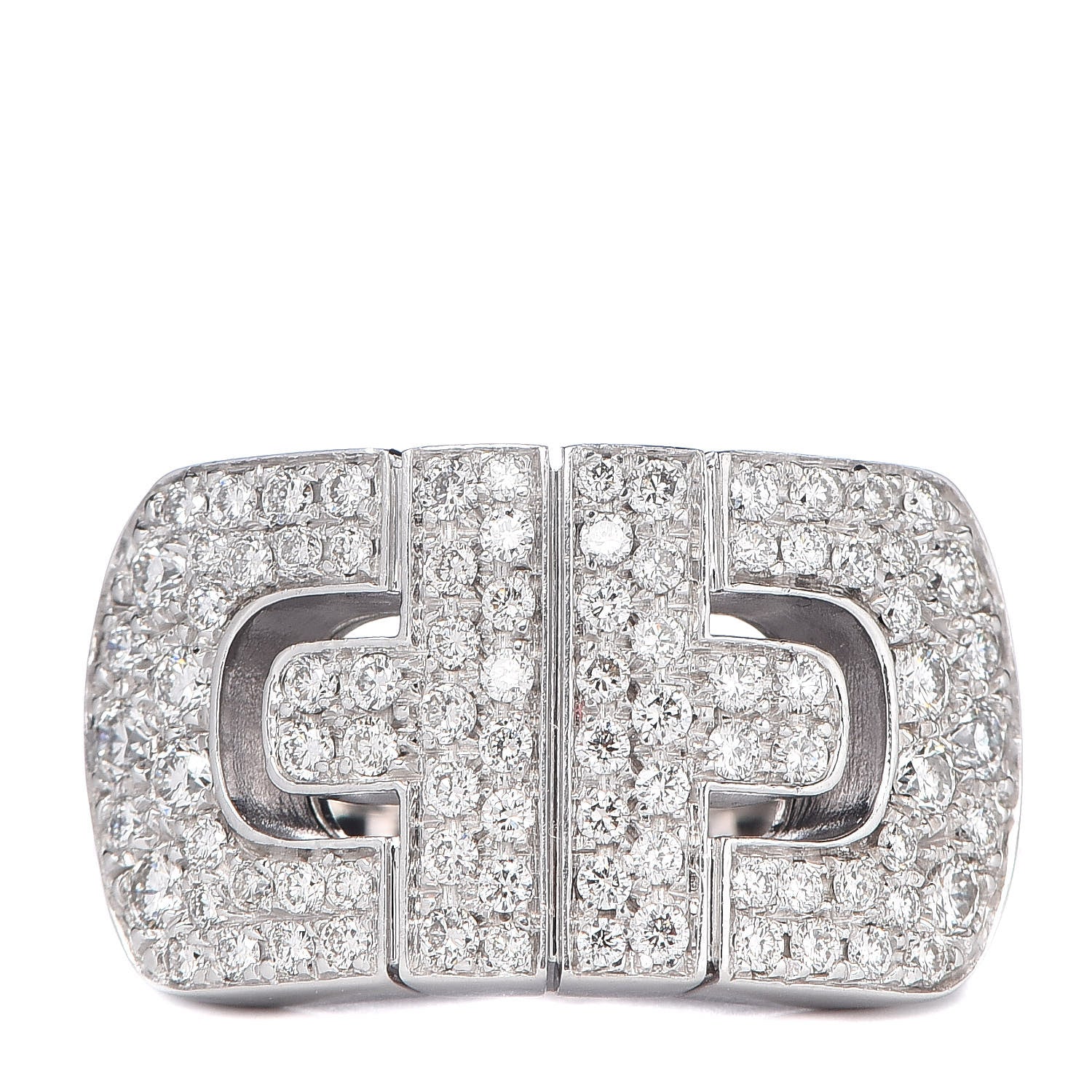 Bulgari 18K White Gold Diamond Parentesi Revolution Ring 53 6.25 1 of 5