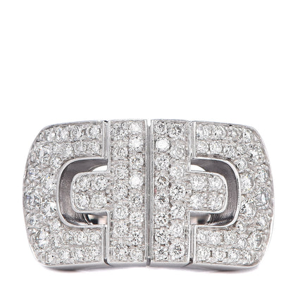 Bulgari 18K White Gold Diamond Parentesi Revolution Ring 53 6.25 1 of 5