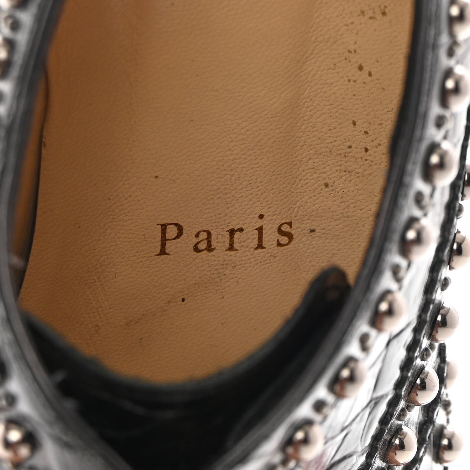 Christian Louboutin Croc Calfskin Embossed Womens Studded Crapadonna Oxfords 37 Black 8 of 12