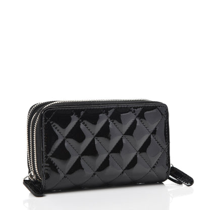Chanel Patent Calfskin Quilted Zip Around Phone Holder Black 3 of 8