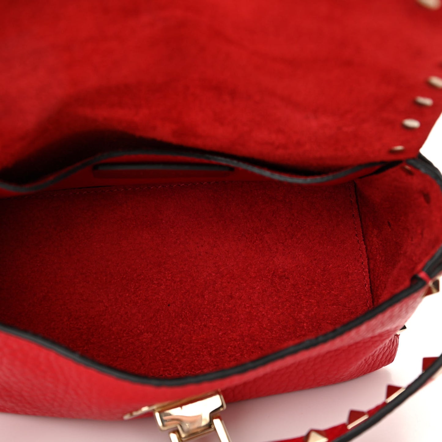 Pebbled Calfskin Mini Rockstud Crossbody Bag Rouge Pur