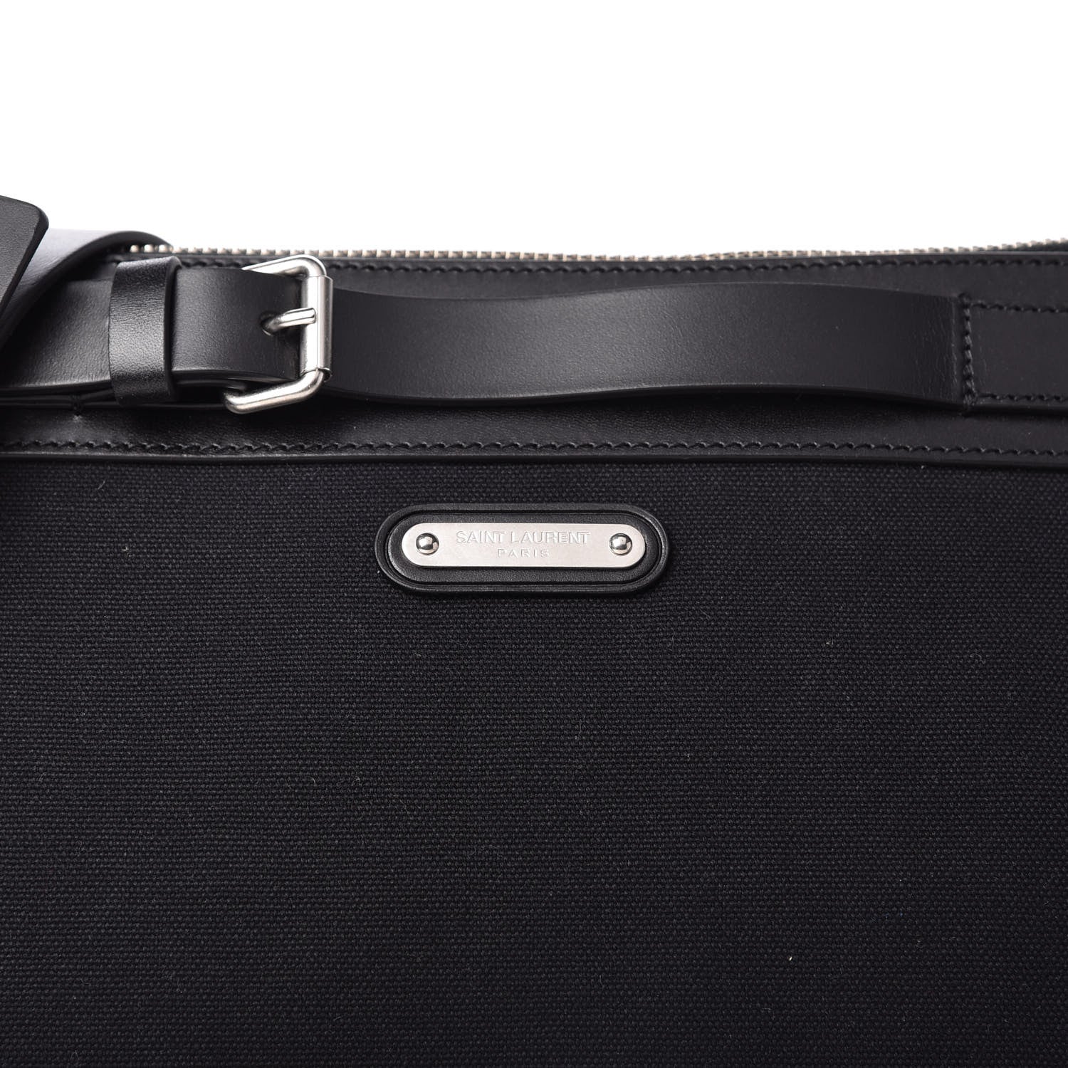 Saint Laurent Canvas Calfskin Belted Flat Messenger Bag Black 10 of 10