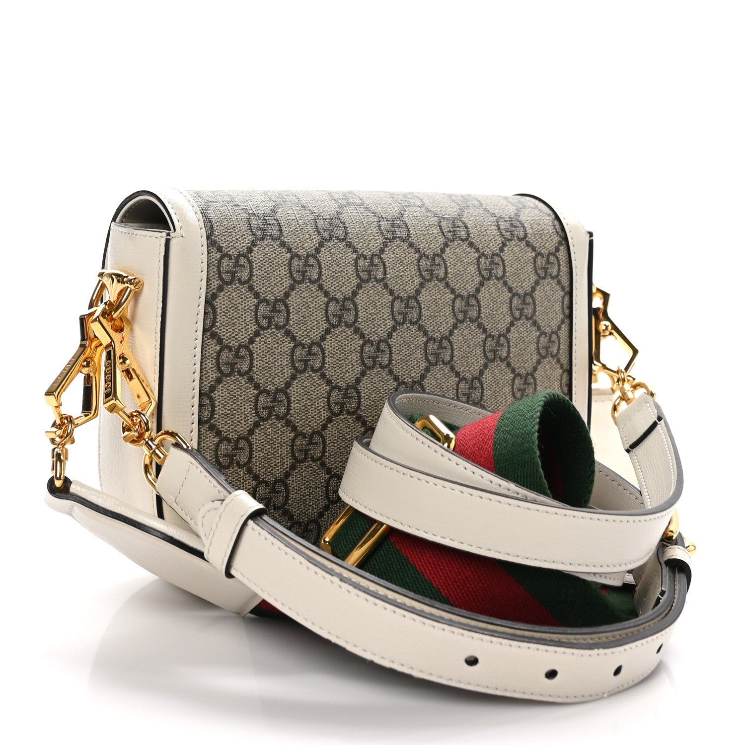 Gucci GG Supreme Monogram Web Mini Horsebit 1955 Shoulder Bag Beige Mystic White 3 of 10