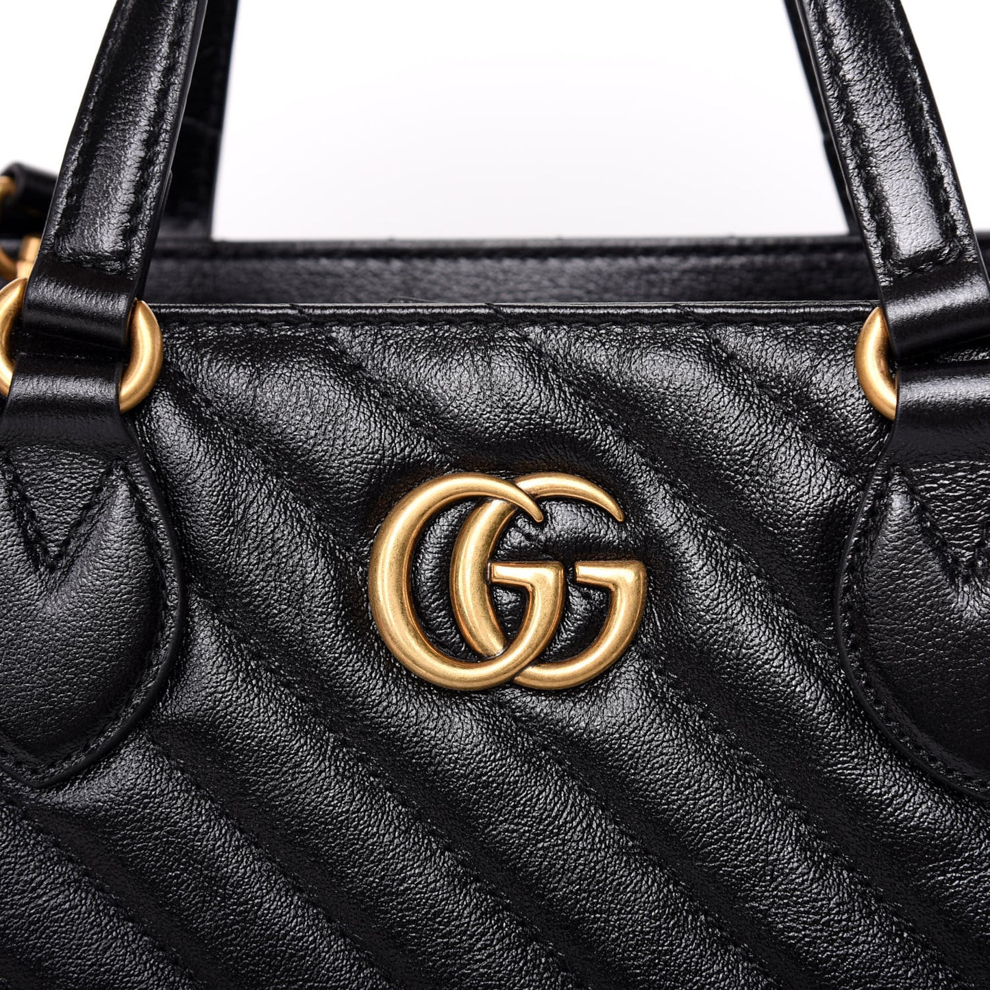 Azalea Calfskin Matelasse Diagonal GG Marmont Tote Bag Black