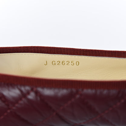 Chanel Tumbled Calfskin Quilted Cap Toe Ballerina Flats 36.5 Burgundy 8 of 9
