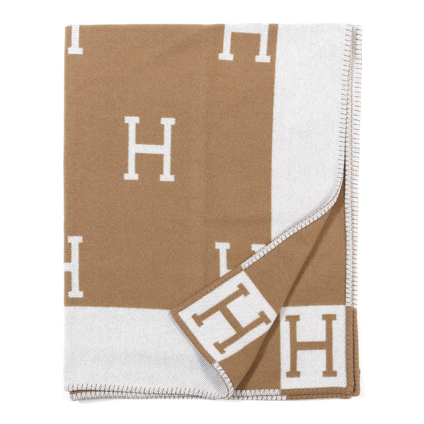 Wool Cashmere Avalon Blanket Ecru Camel