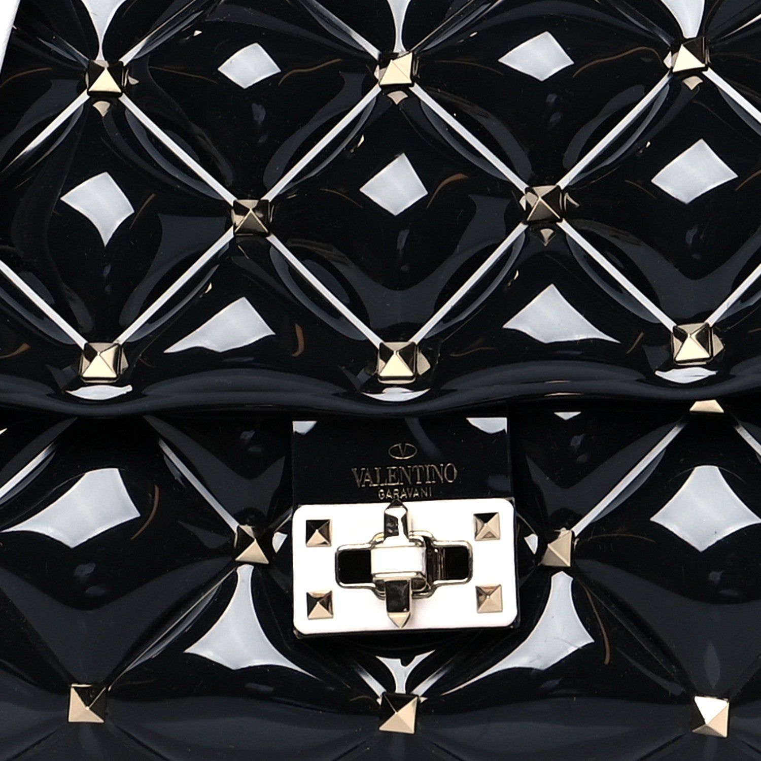 Valentino Garavani PVC Candystud Top Handle Bag Black White 9 of 9
