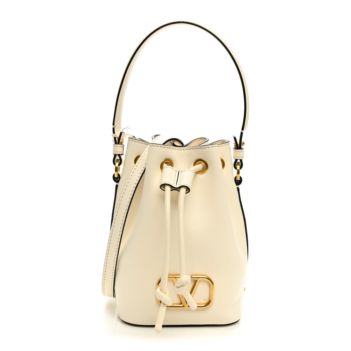 Nappa Mini VLogo Signature Bucket Bag Light Ivory