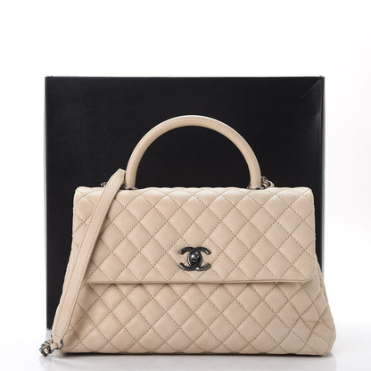 Chanel Caviar Quilted Medium Coco Handle Flap Light Beige 12 of 12