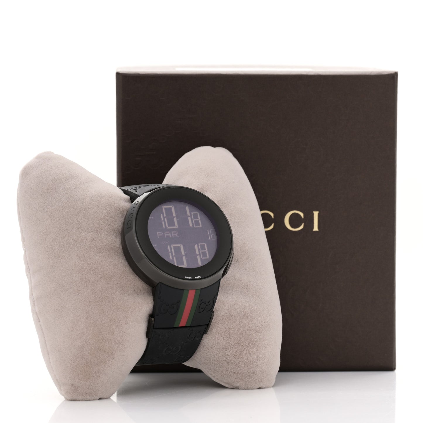 Stainless Steel Rubber 45mm Digital I-Gucci Web Watch Black
